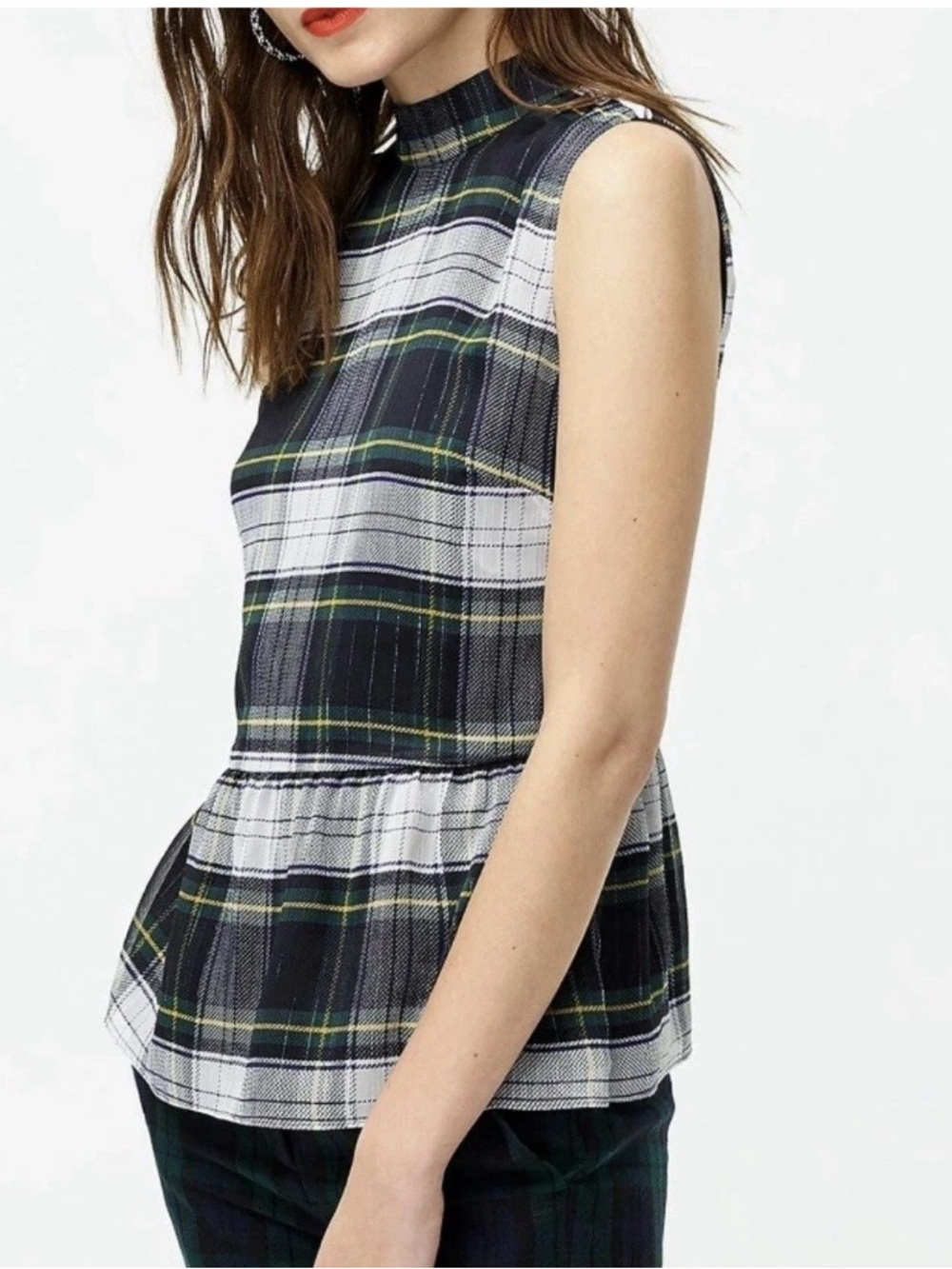 J.Crew Gilded Highland Tartan Peplum Top Plaid Sleeveless NWT Size Small - Picture 4 of 5